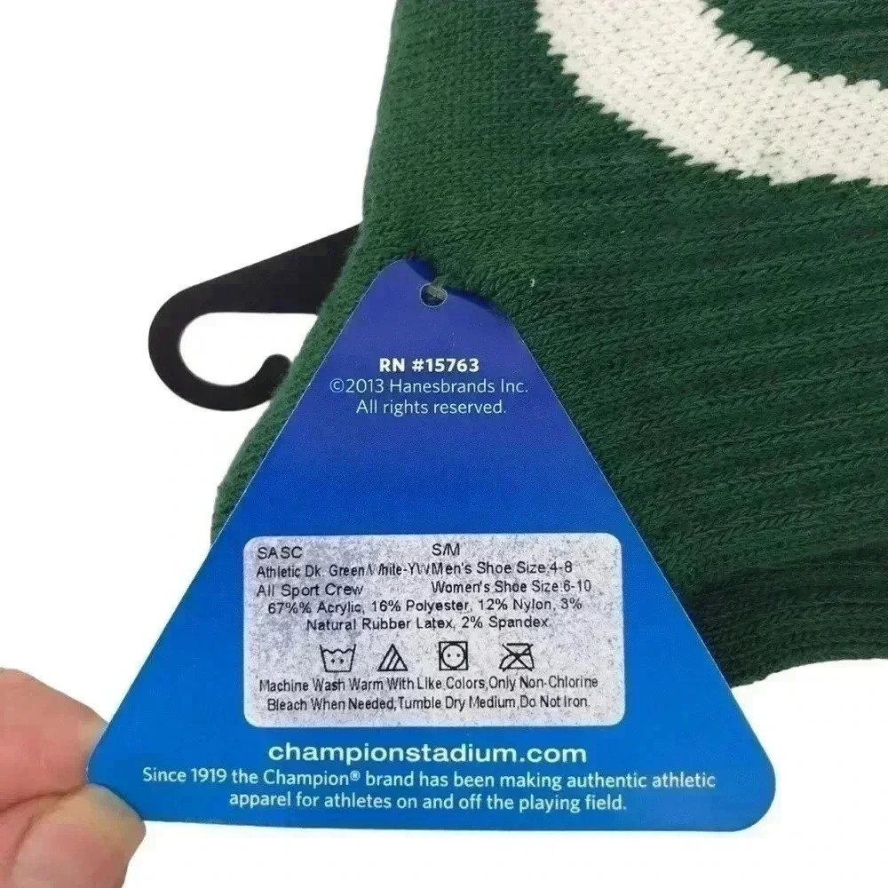 CHAMPION SOCKS WOMENS S/M FITS 6-10 ATHLETIC ALL-SPORT CREW DARK GREEN - Picture 6 of 7